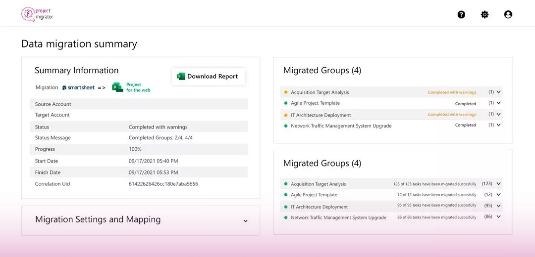 Smartsheet migration to Dynamics 365 Project Operations