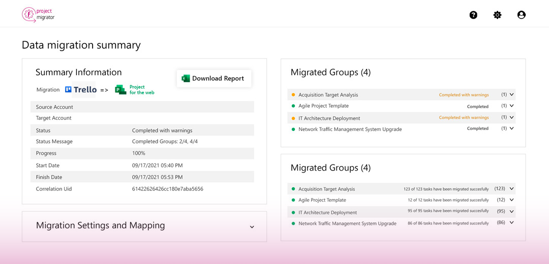 Trello migration to Microsoft Project for the Web