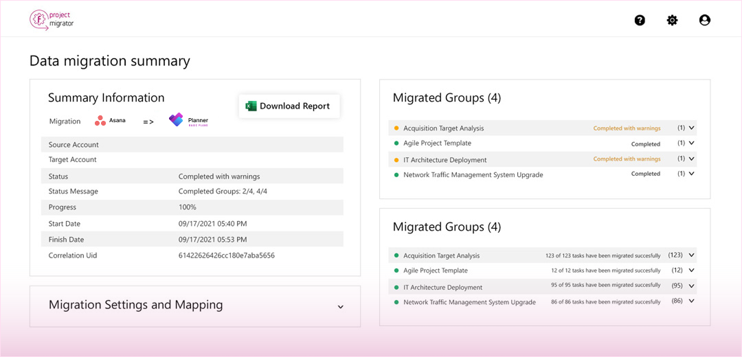 Asana migration to Microsoft Planner Basic