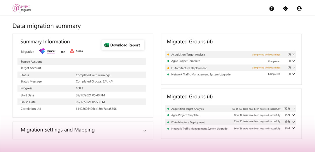 Microsoft Planner Basic Plans migration to Asana